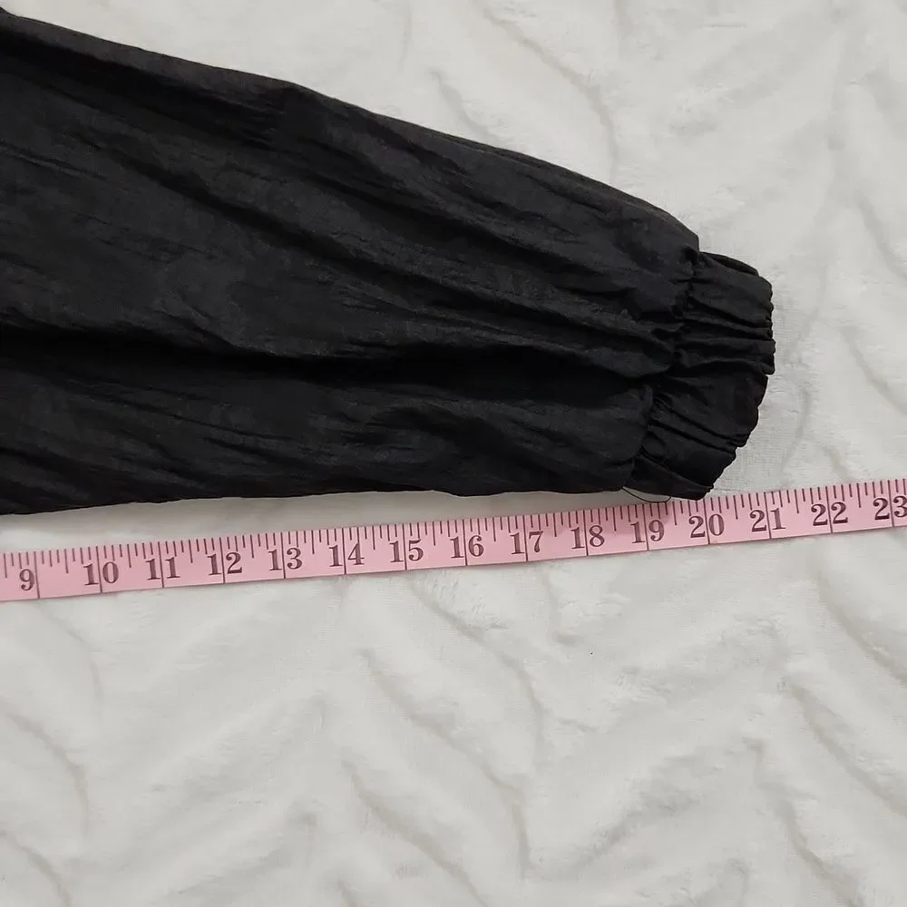 Vintage Reversible Black Metallic Windbreaker Jacket Full Zip Oversized